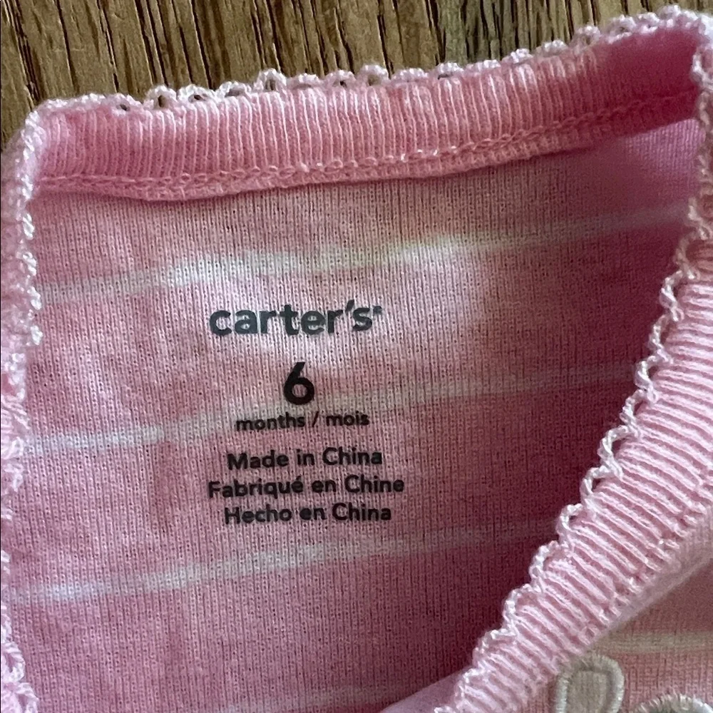 Carter's Light‎ Pink Striped Baby Mouse Detail Bodysuit 6 Months